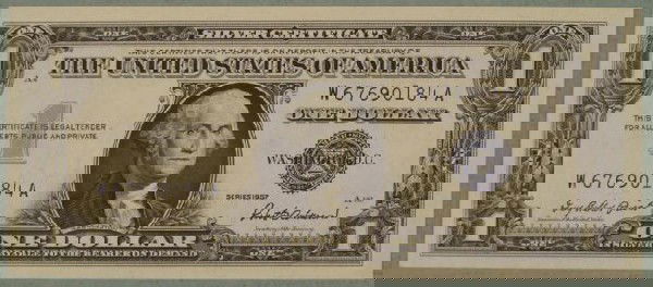 1957 Silver Certificate US $1 One Dollar Bill CU: 1957 Silver Certificate US $1 One Dollar BillCondition: Crisp Uncirculated