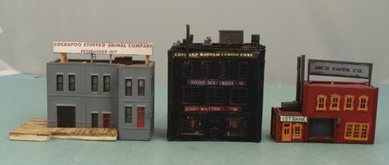 3 N Scale Manufacturing Buildings Paper Mattress Custom: These three N gauge buildings house some manufacturing businesses. They are in good condition overall. The heavy paint and glue residue serve to enhance the old look of the buildings. Cockapoo Stuffed
