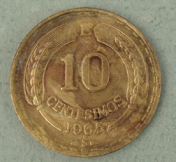 Chile 10 Centesimos 1965 Coin: Chile 10 Centesimos 1965 Coin