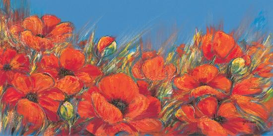 FIELD OF POPPIES I by Hanneke Floor: Title: Field of Poppies I Artist: Hanneke Floor Open Edition Print Image Size: 39.5 in. x 19.5 in. Paper Size: 39.5 in. x 19.5 in.