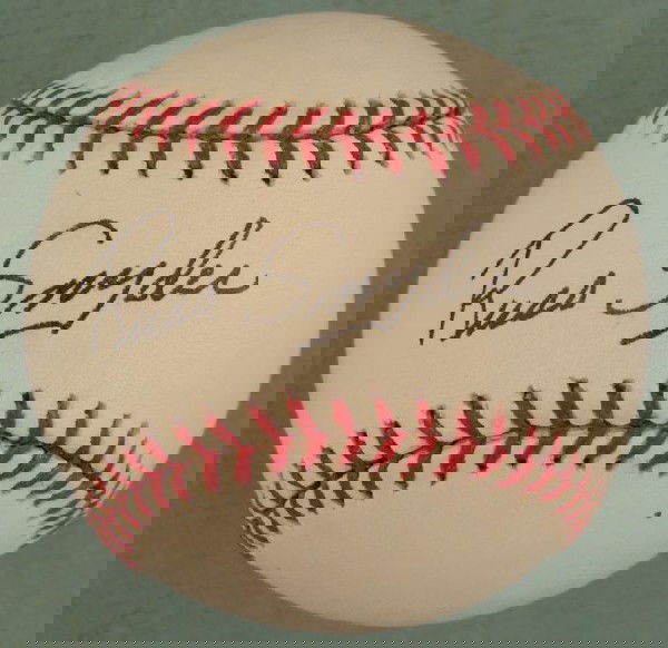 Russ Snyder Signed Baseball KC Athletics MLB Ball: This baseball was signed by former Major League outfielder Russ Snyder. The autograph is in black ballpoint. The ball is a Rawlings Official Major League Selig model. It is in excellent condition, wit