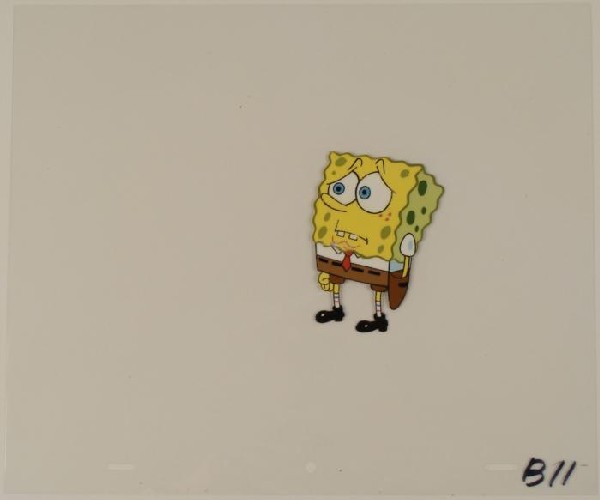 Looking for Something Spongebob Original Animation Cel: This original animation cel is from the Nickelodeon TV show SpongeBob Squarepants. The story takes place under the deep blue sea in Bikini Bottom, where SpongeBob resides. Sp