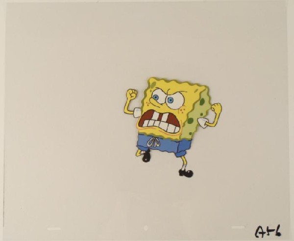 Production Original SpongeBob Furious Cel Art Animation: This original animation cel is from the Nickelodeon TV show SpongeBob Squarepants. The story takes place under the deep blue sea in Bikini Bottom, where SpongeBob resides. Sp