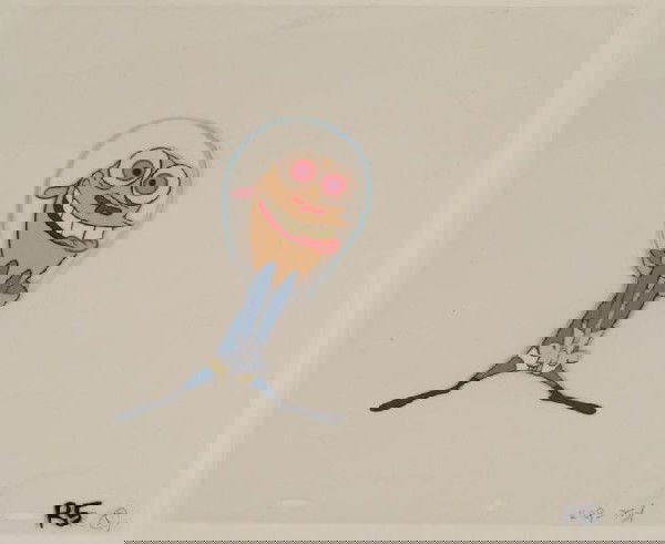 Original Cel Art Animation Ren and Stimpy Spaceman: This is an original production animation cel from the Nickelodeon TV show Ren & Stimpy. The show follows two characters - Ren, a crazy Chihuahua - and - Stimpy, an incredibly stupid