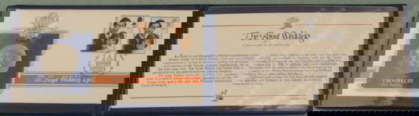 1981 British Royal Wedding Commemorative Coin Stamp Set: 1981 Great Britain Royal Wedding Commemorative Coin, plus 1st day cover stamp, all in presentation folder