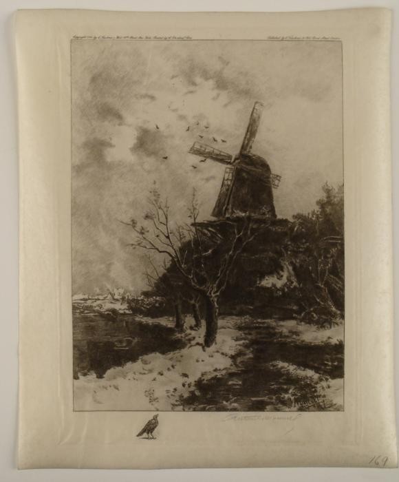 Manuel Antonio Signed Original Etching Wimdmill: This is an original etching by Manuel Antonio. It is an autumn landscape with windmill. Artist: Manuel Antonio Medium: Etching on vellum Signature: In pencil, lower right Publisher: George C. Klackner