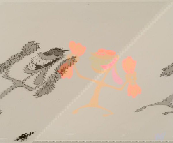 Original Production Cel Ren and Stimpy In Heaven Art: This is an original production animation cel from the Nickelodeon TV show Ren & Stimpy. The show follows two characters - Ren, a crazy Chihuahua - and - Stimpy, an incredibly stupid