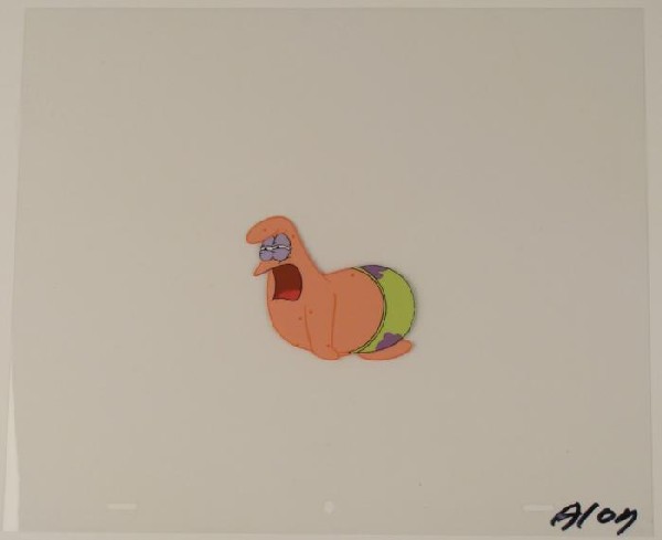 SpongeBob Patrick Crying Orig Animation Production Cel: This original animation cel is from the Nickelodeon TV show SpongeBob Squarepants. The story takes place under the deep blue sea in Bikini Bottom, where SpongeBob resides. Sp