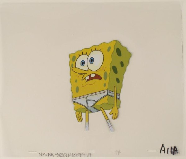 Underwear Animation SpongeBob Original Art Cel: This original animation cel is from the Nickelodeon TV show SpongeBob Squarepants. The story takes place under the deep blue sea in Bikini Bottom, where SpongeBob resides. Sp