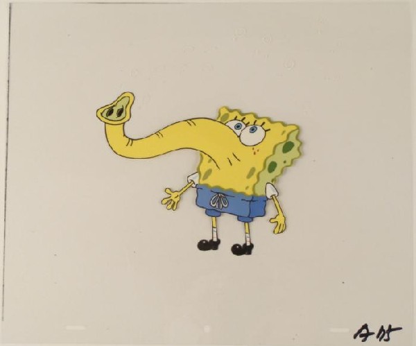 Original Production Cel SpongeBob Elephant Trunk: This original animation cel is from the Nickelodeon TV show SpongeBob Squarepants. The story takes place under the deep blue sea in Bikini Bottom, where SpongeBob resides. Sp