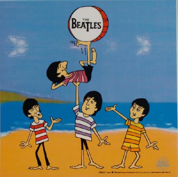 Beatles Cartoon Ltd Ed Sericel Animation Cel Ringo Boys: This animation sericel features John, Paul, George, and Ringo as inspired by their Saturday morning cartoon series The Beatles. This sericel is a composite of two production cels from the episode "Boy
