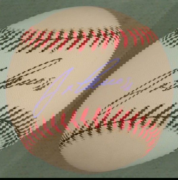 Jose Canseco Signed Baseball MLB All Star w/ Photo: This baseball was signed by All Star former outfielder Jose Canseco. The autograph is in blue ballpoint. The ball is a Rawlings Major League Selig model. It is in excellent condition. Despite being in