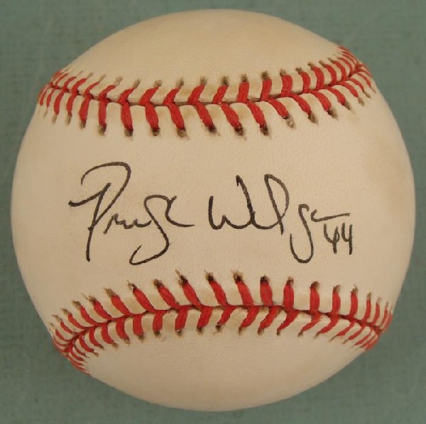Preston Wilson Signed Baseball HS Player of the Year: This baseball was signed by former Preston Wilson. The autograph is in black ballpoint, along with the number 44. The ball is a Rawlings Official National League Coleman model. It is in very good cond