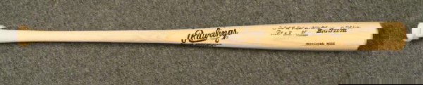 Robert Brown Thomson (Bobby) Rare Full Sig Signed Bat: This bat was signed in blue Sharpie by Robert Brown Thomson, along with the words "I beat the Dodgers with the shot on Oct. 3, 1951." That was the date Thomson hit the game-winning home run in a playo