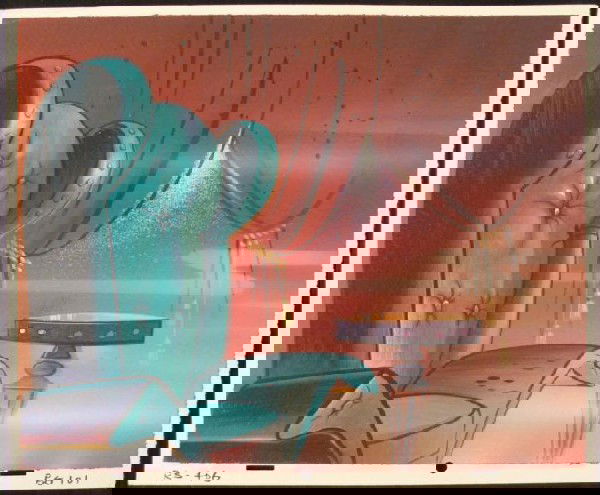 Original Production Background Mob Boss Ren and Stimpy: This original hand-painted background is from the Nickelodeon TV show Ren & Stimpy. The show follows two characters - Ren, a crazy Chihuahua - and - Stimpy, an incredibly stupid cat