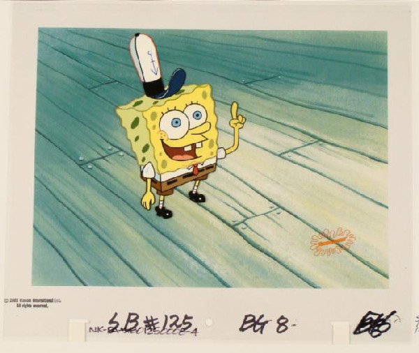 Production Cel Original Idea SpongeBob Art Background: This animation cel and reproduction background are from the Nickelodeon TV show SpongeBob Squarepants. The story takes place under the deep blue sea in Bikini Botto
