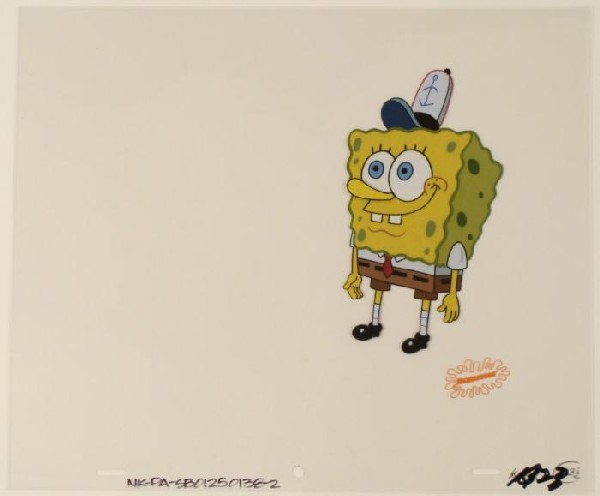 Krusty Krab Hat Cel Original SpongeBob Art Animation: This original animation cel is from the Nickelodeon TV show SpongeBob Squarepants. The story takes place under the deep blue sea in Bikini Bottom, where SpongeBob resides. Sp