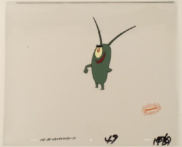 Original In Cel Hand SpongeBob Animation Art Background: This animation cel and reproduction background are from the Nickelodeon TV show SpongeBob Squarepants. The story takes place under the deep blue sea in Bikini Bottom, where Sponge