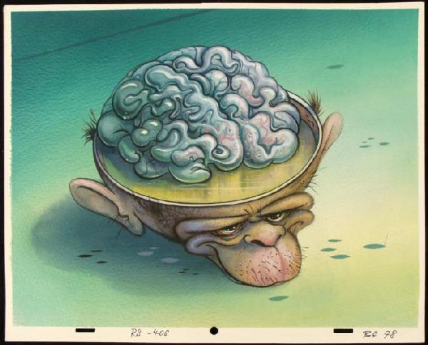 Production Monkey Brain Orig Background Ren and Stimpy: This original hand-painted background is from the Nickelodeon TV show Ren & Stimpy. The show follows two characters - Ren, a crazy Chihuahua - and - Stimpy, an incredibly stupid cat