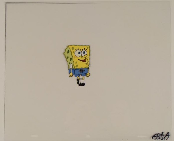 SpongeBob Walking Original Animation Production Art Cel: This original animation cel is from the Nickelodeon TV show SpongeBob Squarepants. The story takes place under the deep blue sea in Bikini Bottom, where SpongeBob resides. Sp