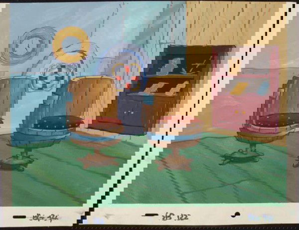 Office Chairs SpongeBob Original Production Background: This original hand-painted background from the Nickelodeon TV show SpongeBob Squarepants. The story takes place under the deep blue sea in Bikini Bottom, where SpongeBob resi