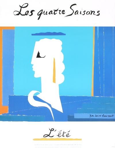Saint Laurent Les Quatre Saisons-LaEte Poster: Reference #: ULEF5325 Artist Name: Saint Laurent, Yves Title: Les Quatre Saisons-LaEte Medium: Offset Lithograph Edition Size: Unknown Year: Unknown Paper Size: 31 x 24 inches Image Size: 19.75 x 24 i