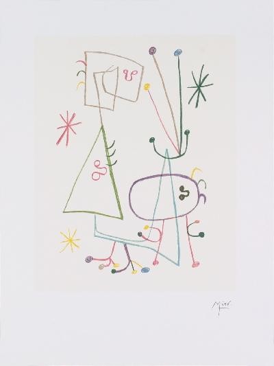Miro Parler Seul Lithograph: Reference #: ULR300 Artist Name: Miro, Joan Title: Parler Seul Medium: Lithograph Edition Size: 1000 Year: Unknown Paper Size: 23.5 x 17.75 inches Image Size: 16.5 x 13 inches Condition: A: Mint Notes