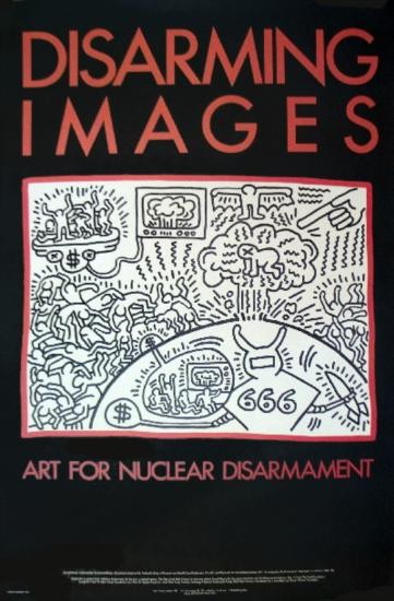 Haring Disarming Images Poster: Reference #: ULXX6779 Artist Name: Haring, Keith Title: Disarming Images Medium: Offset Lithograph Edition Size: 2500 Year: Unknown Paper Size: 36 x 24 inches Image Size: 15.5 x 21 inches Condition: B
