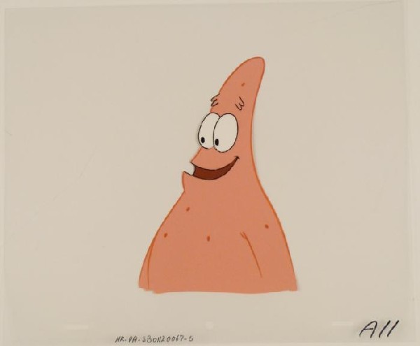 Smile Patrick Original Cel Production Art SpongeBob: This original animation cel is from the Nickelodeon TV show SpongeBob Squarepants. The story takes place under the deep blue sea in Bikini Bottom, where SpongeBob resides. Sp