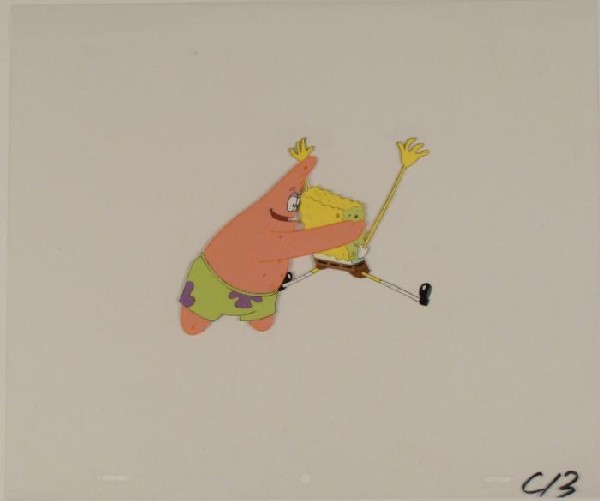 Just Let Go Spongebob Original Cel Animation Art: This original animation cel is from the Nickelodeon TV show SpongeBob Squarepants. The story takes place under the deep blue sea in Bikini Bottom, where SpongeBob resides. Sp