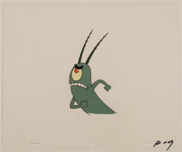 Clenching Original Teeth Art Production Cel SpongeBob: This original animation cel is from the Nickelodeon TV show SpongeBob Squarepants. The story takes place under the deep blue sea in Bikini Bottom, where SpongeBob resides. Sp