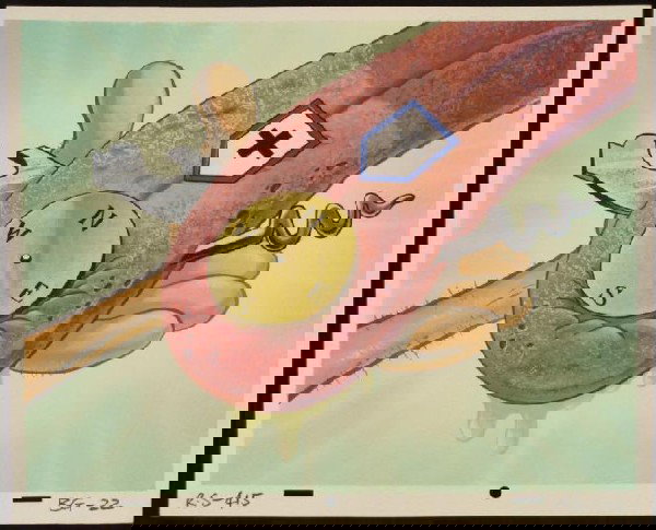 Ren and Stimpy Original Background Animation Art Tongue: This original hand-painted background is from the Nickelodeon TV show Ren & Stimpy. The show follows two characters - Ren, a crazy Chihuahua - and - Stimpy, an incredibly stupid cat