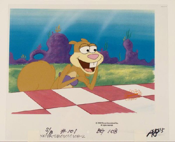 Production Treedome Original SpongeBob Cel Background: This animation cel and reproduction background are from the Nickelodeon TV show SpongeBob Squarepants. The story takes place under the deep blue sea in Bikini Bottom, where Sponge