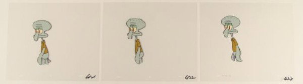 Squidward Walking Art Original SpongeBob Cels Animation: This original animation cel is from the Nickelodeon TV show SpongeBob Squarepants. The story takes place under the deep blue sea in Bikini Bottom, where SpongeBob resides. Sp