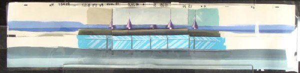 Production Cel Animation and Background Orig SpongeBob: This original hand-painted background and animation cel is from the Nickelodeon TV show SpongeBob Squarepants. The story takes place under the deep blue sea in Bikini Bo