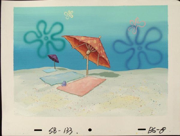 SpongeBob Original Background Animation Beach Art Towel