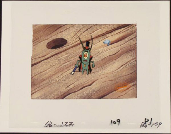 Magician Original Background SpongeBob Cel Animation: This animation cel and reproduction background are from the Nickelodeon TV show SpongeBob Squarepants. The story takes place under the deep blue sea in Bikini Bottom, where Sponge