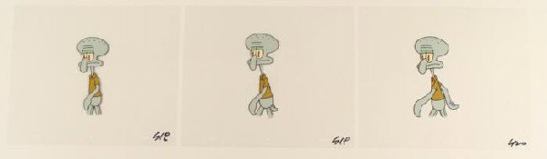 Sequential Squidward Cels Original Animation SpongeBob: This original animation cel is from the Nickelodeon TV show SpongeBob Squarepants. The story takes place under the deep blue sea in Bikini Bottom, where SpongeBob resides. Sp