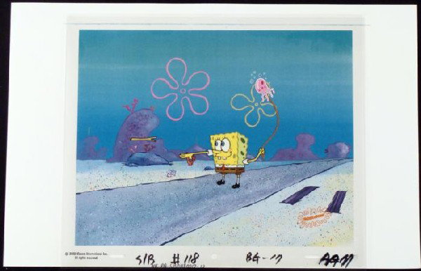 Original Capture SpongeBob Background Art Cel Animation: This animation cel and reproduction background are from the Nickelodeon TV show SpongeBob Squarepants. The story takes place under the deep blue sea in Bikini Bottom, where Sponge