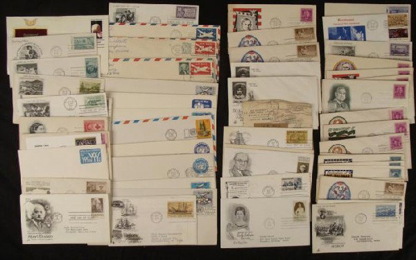 First Day Covers Stamp 50+ 1940-50s Collection: First Day Covers Stamp LOT Over 50 1940's 1950's There are over 50 envelopes with stamps Details: postmarked