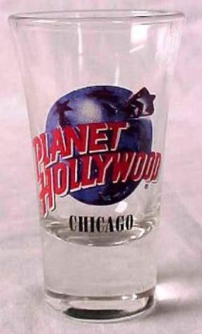 Planet Hollywood CHICAGO Shot Glass Case of 144 MIB: This is a case of 144 shot glasses from Planet Hollywood CHICAGO. They are in mint condition, and come in the original box. These shots are now rare, because the location is no longer open. Each 3 1/2