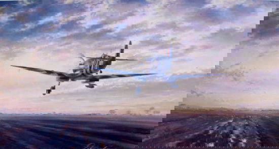 D-Day - A New Dawn for Europe John Young Spitfire L/E: Marked with black & White stripes to facilitate D-Day recognition of friendly aircraft, an RAF Spitfire Mk.IX takes off to form up for invasion day support missions. The Spitfire was produced in m