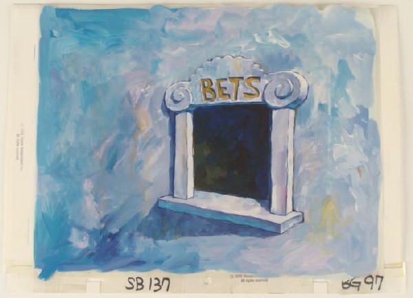 Cel Art Animation SpongeBob Background Cel Original: This original hand-painted background and animation cel are from the Nickelodeon TV show SpongeBob Squarepants. The story takes place under the deep blue sea in Bikini B