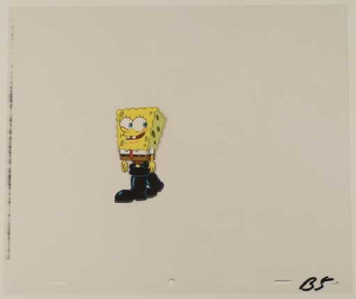 original art production spongebob cel black boots