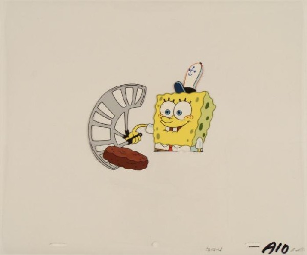 Move Fast Spatula Animation Original Cel Art SpongeBob: This original animation cel is from the Nickelodeon TV show SpongeBob Squarepants. The story takes place under the deep blue sea in Bikini Bottom, where SpongeBob resides. Sp