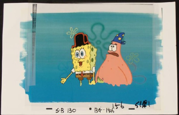 Pirate Hats SpongeBob Background Cel Original Animation: This animation cel and reproduction background are from the Nickelodeon TV show SpongeBob Squarepants. The story takes place under the deep blue sea in Bikini Bottom, where Sponge