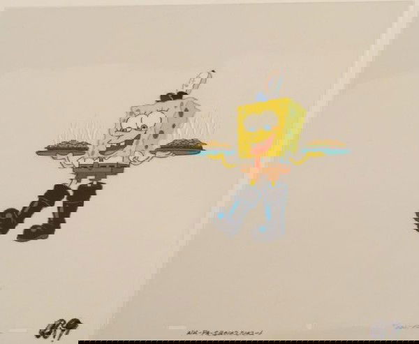 Squeaky Boots On Original Animation SpongeBob Cel Art: This original animation cel is from the Nickelodeon TV show SpongeBob Squarepants. The story takes place under the deep blue sea in Bikini Bottom, where SpongeBob resides. Sp