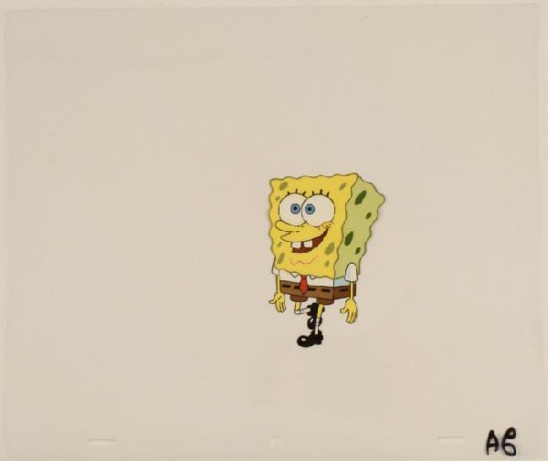 Walking SpongeBob Smile Cel Original Art Production: This original animation cel is from the Nickelodeon TV show SpongeBob Squarepants. The story takes place under the deep blue sea in Bikini Bottom, where SpongeBob resides. Sp