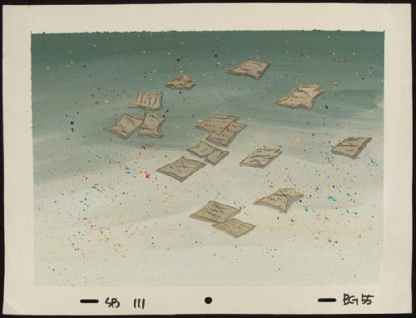 Animation Spongebob Art Papers Background Original: This original hand-painted background from the Nickelodeon TV show SpongeBob Squarepants. The story takes place under the deep blue sea in Bikini Bottom, where SpongeBob resi