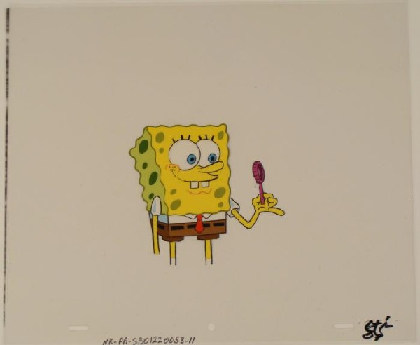 Bubbles Bubbles Spongebob Animation Cel Original Art: This original animation cel is from the Nickelodeon TV show SpongeBob Squarepants. The story takes place under the deep blue sea in Bikini Bottom, where SpongeBob resides. Sp